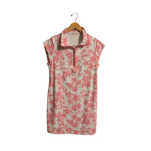 Mary Square Sleeveless Collared Dress/Top Pink & White Size M - Picture 2 of 5